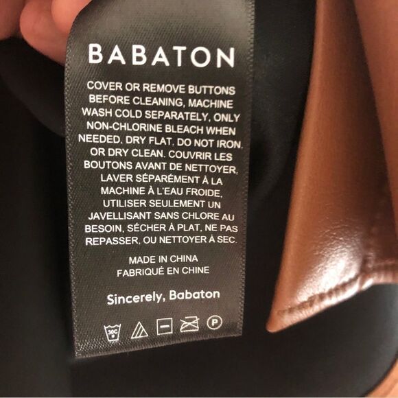 Babaton‎ Vegan Leather Button Down Jacket Shirt Top - Picture 3 of 5